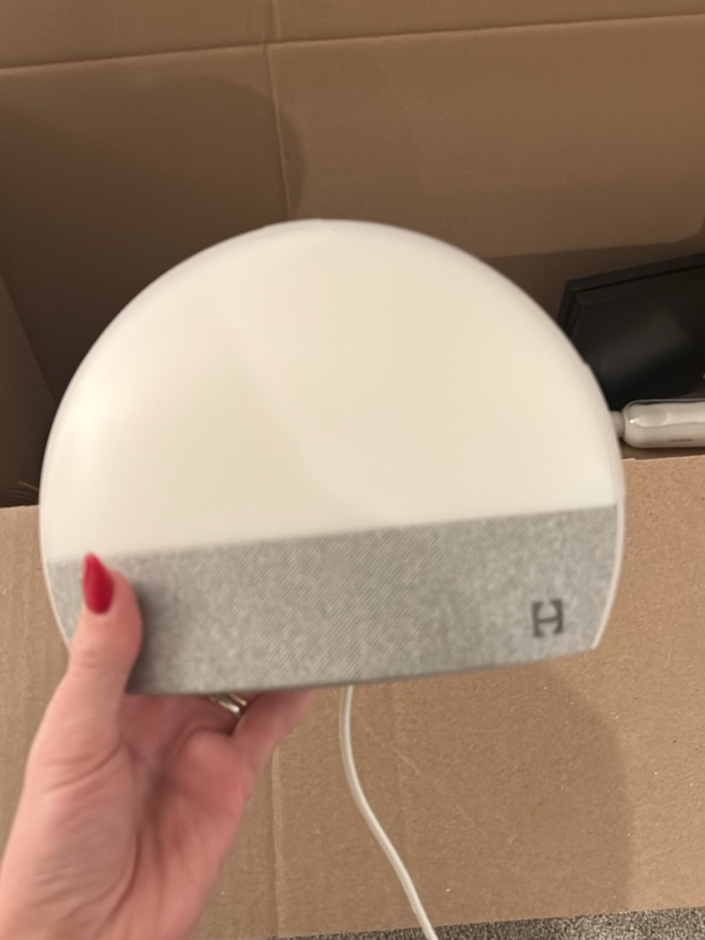 Hatch Sunrise Alarm Mirror Lamp in White and Gray